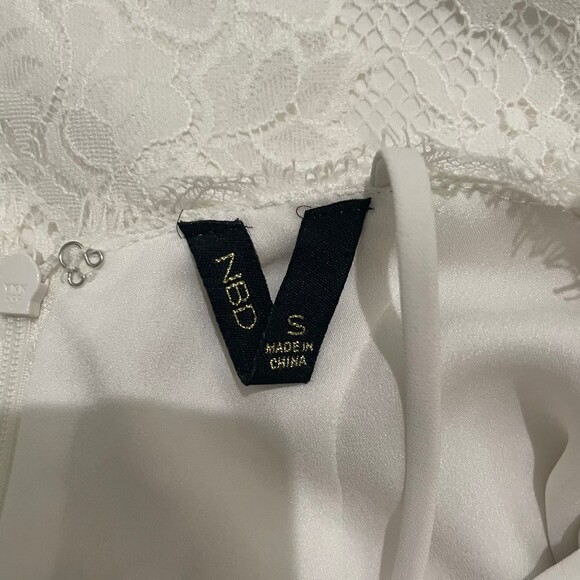 NBD x Revolve Look Back At It Lace Mini Dress- White S - Picture 4 of 6